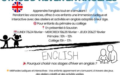 Stage en anglais pour enfants sur Sauvian – ESTATRADS